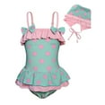 thumbnail image 2 of Shadoumai Girls Tankini Swimsuit Solid Ruched Side Square Neck Top with Tropical Printed Shorts 2 Piece Girls Bathing Suits, 2 of 9