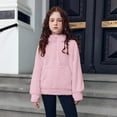 thumbnail image 2 of Ruyang Girls Fuzzy Fleece Hoodie Half Zip Sherpa Pullover Sweatshirt Mock Neck Hooded Furry Sweaters Thumbhole Pocket, 2 of 7