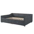 thumbnail image 4 of imerelez Full Size Daybed with Drawers Upholstered Tufted Sofa Bed, with Button on Back and Piping on Waved Shape Arms-Dark Grey, 4 of 7