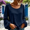 thumbnail image 7 of cocolona Womens Crew Neck Pullover Linen Tops Loose Casual Long Sleeve Shirts Solid Color Breathable Blouses, 7 of 7