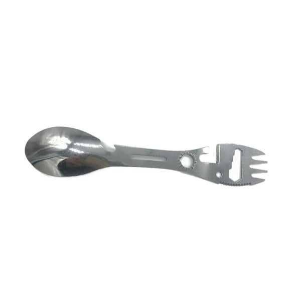 Juego de abridor de tenedor y cuchara multifuncional Soidarity acero inoxidable camping plata
