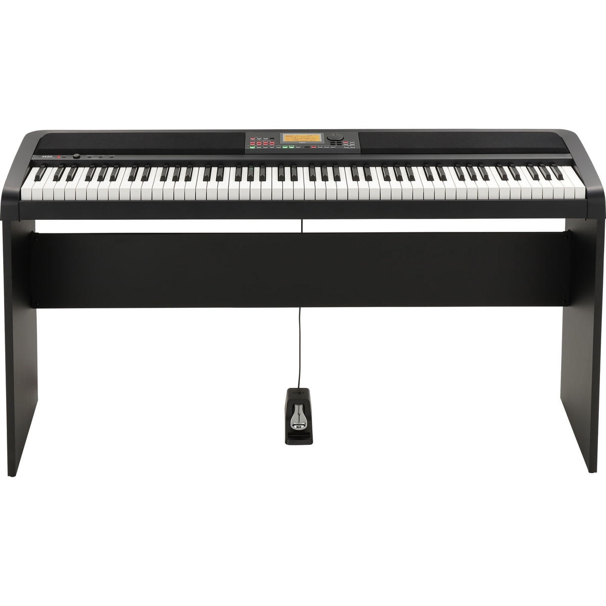 Korg XE20 88-Key Home Digital Ensemble Piano Bundle with Keyboard Stand, Sustain Pedal, H&A Closed-Back Studio Monitor Headphones