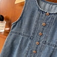thumbnail image 5 of LYMAYTER Girls Kids Toddler Sleeveless Denim A-Line Dress Comfortable Cute Denim Dress 2-10Y, 5 of 8