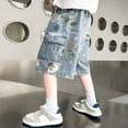 thumbnail image 2 of CAIXIA Boys Jeans Shorts Wide Leg Baggy Jeans Shorts Straight Wide Leg Boys Denim Shorts Knee Length Ripped High Waist Jorts Y2k Trendy Boyfriend School Bermuda Shorts Streetwear Youth Kids, 2 of 6