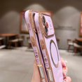 thumbnail image 4 of Zonrw Funda Magnética Para Iphone 16 Plus Para Mujeres Y Niñas, Marco De Onda Suave Y Lindo, Forma Rizada, Corazón De Amor, Carcasa De Teléfono Con Revestimiento De Lujo, Compatible Con Magsafe A Prue, 4 of 5