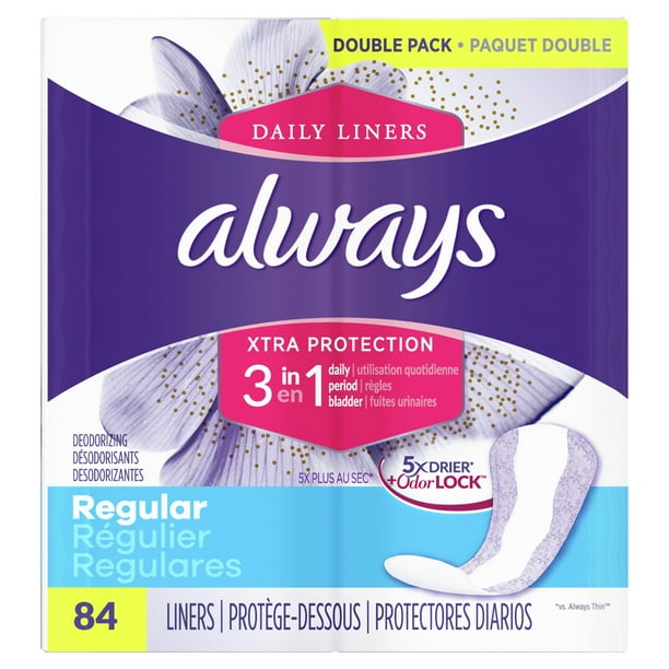 Always Xtra Protection 3in1 Daily Liners Regular Unscented, 84 Ct 2