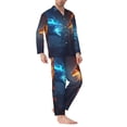 thumbnail image 2 of Salouo Red And Blue Fire Dragon C Print Button-Front Long Sleeve Pajama Set for Men, Soft 2Pjs Men's Long Sleeve Sleepwear-X-Large, 2 of 7