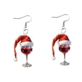 thumbnail image 2 of Pendientes de Navidad,Pendientes navideños de cristal rojo Joyas elegantes,Joyas creativas de moda para Halloween como regalo para mujer,Pendientes colgantes con gorro de Papá Noel,dijes, 2 of 10