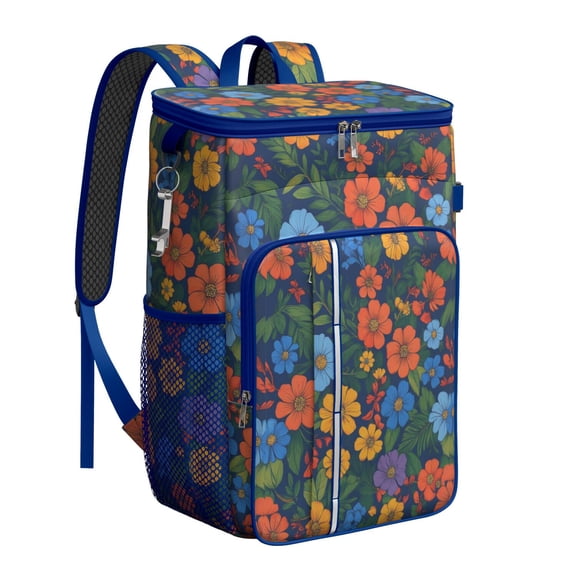 Travel Cooler Bag - Pioneer Flower Camping Beer Cooler Backpack with Bottle Opener- Waterproof Insulated Picnic Backpacks - Cooler Bag for Beach