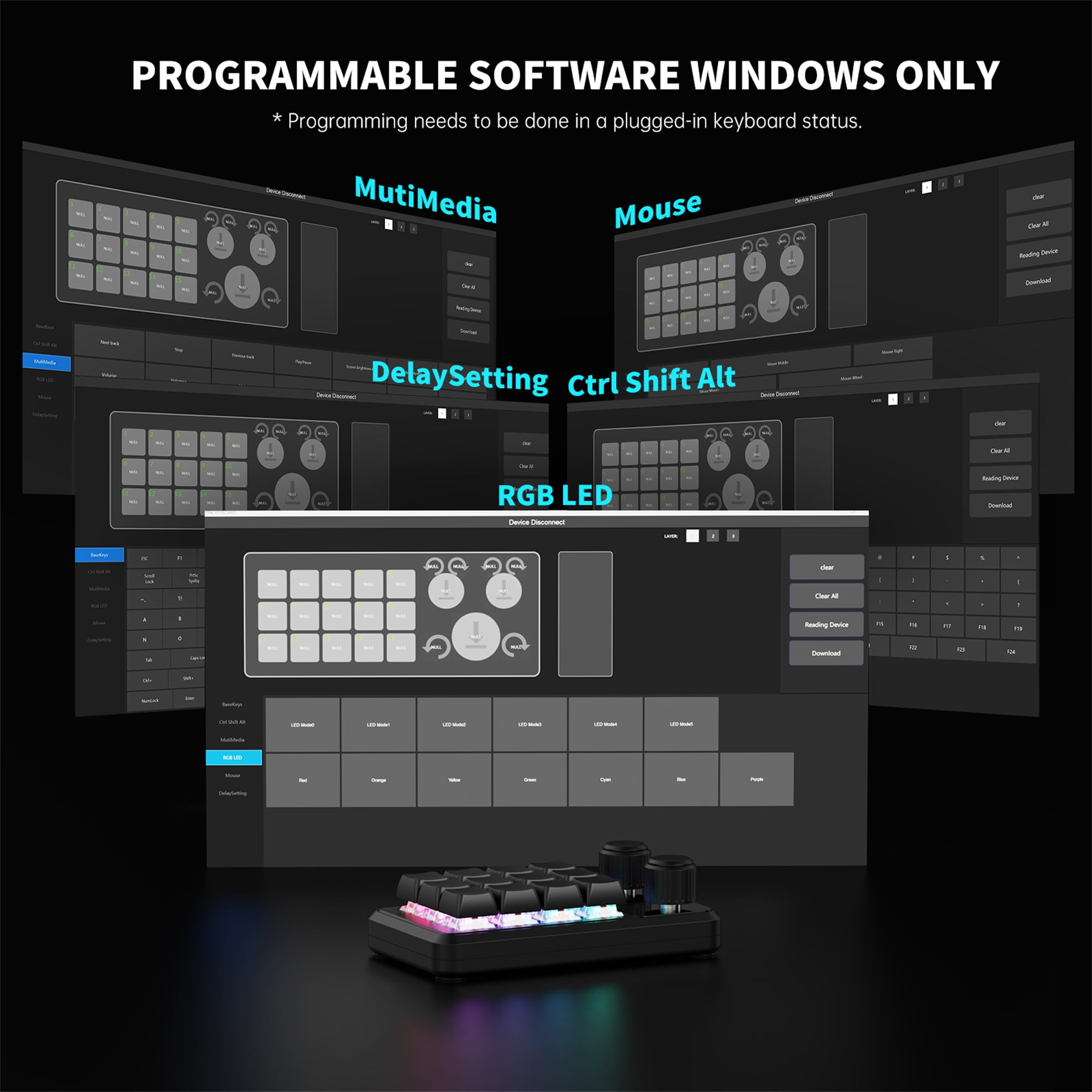 SIKAI CASE Macro Mechanical Keyboard,12-Keys Gaming Keyboard Fully Programmable Keypad Hotswap Keypad with RGB for Game Editing PS