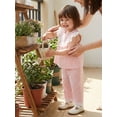 thumbnail image 5 of BemeyourBBs Toddler Baby Spring Summer Fall Clothes Cute Baby Girl Plaid Gingham 2 Pieces Outfit Sleeveless Lace Ruffled Tunic Shirt Babydoll Tank Vest Tops and Wide Leg Pants Set, 5 of 9