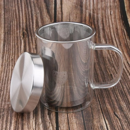 

450ml - Infuser - Glass With Lid And Stainless Steel Infuser Basket - Mug And Home Uses For Loose White