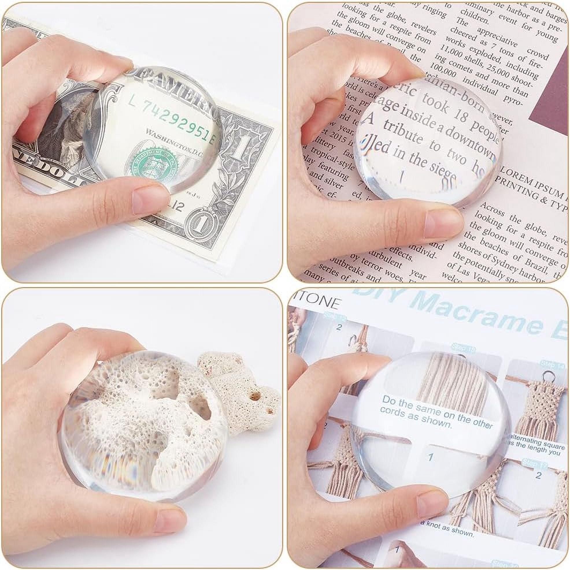 2 Pcs 2 Styles Dome Magnifier Paperweight Glass Magnifying Half Ball Lens for Home Office Dispalay Decorations Reading 57x26mm/77x36mm for DIY
