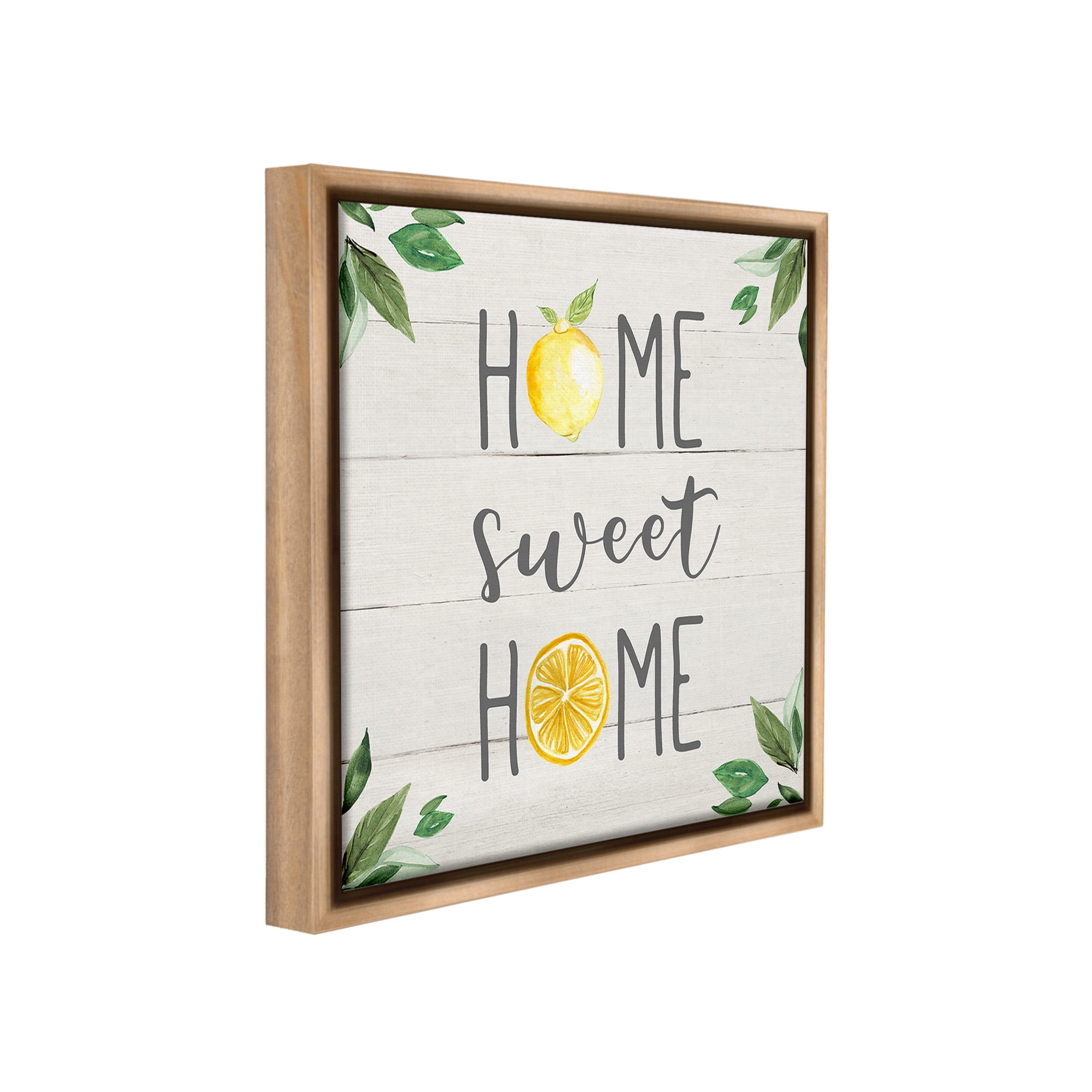 Stupell Industries Sweet Home with Lemons Food & Beverage Painting Brown Floater Framed Canvas Art Print Wall Art, 25 x 25