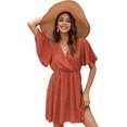 thumbnail image 2 of Vestido corto de verano de manga corta con cuello en V y cintura alta con estampado integral para mujer XL Sailing Electrónica, 2 of 5