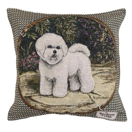 Set of 2 Dog Bichon Frise Decorative Square Tapestry Throw Pillows 17