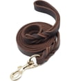 thumbnail image 2 of SHAR 6ft Leather Dog Leash, 3/4" Braided Leather Dog Leash, Soft Leather Training Leash, Strong Leather Dog Leash for Small Medium Large Breed Dogs. (brown), 2 of 5
