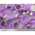 thumbnail image 3 of Soimoi Tissu en Rayonne Imprimé Feuilles & Roses au Mètre 42 Pouces de Large, 3 of 3