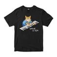 thumbnail image 2 of Pixel Cat Playing Keyboard Graphic T-Shirt Funny Gamer Cat Tee, 2 of 3