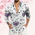 thumbnail image 2 of YAYUBA Men's Button Down Shirts Heart Print Valentine's Day Beach Yoga Sweatshirts Wrinkle Free Loose Fit Date Night Outfit Boat Neck Walking Sets, 2 of 3