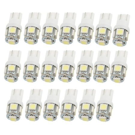 Unique Bargains 20x T10 5050 W5W 5 SMD 194 168 White New Car Side Wedge Tail Light Lamp Bulb