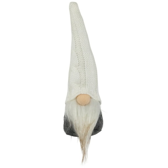 Northlight Gnome with Cable Knit Hat Christmas Decoration - 8" - Gray and White