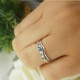thumbnail image 3 of Dreamofdazzle Jewels Women's 2.00 Ct Round Cut Blue Topaz & Diamond Engagement Wedding Thanksgiving Christmas Bridal Ring Set 14K White Gold Plated 925 Sterling Silver -4.5, 3 of 3