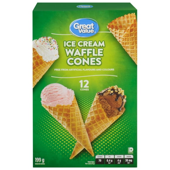 Cornets gaufrés pour crème glacée Great Value