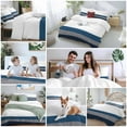 thumbnail image 6 of Grey Blue Duvet Cover Set Queen Size Geometric Stripes Soft Lightweight Comforter Covers 4 Piece Bedding Set with 1 Duvet Cover 1 Bed Sheet & 2 Pillow Shams, 6 of 8