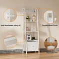 thumbnail image 4 of Furologee 5-Tier White Ladder Shelf, Ladder Bookshelf with Removable Drawer, Mordern Bookcase Storage Rack Organizer, Wood Metal Freestanding Storage Shelves for Living Room, Home Office, Bedroom, 4 of 8
