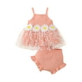 thumbnail image 1 of xiaxaixu Toddler Girls Summer Outfits, Sleeveless Daisy Cami Tops + Ruffle Shorts Set 2PCS, 1 of 9