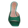 thumbnail image 3 of XYD Women Shiny Rhinestones Open Square Toe Mules Slip on Studded Mid Thin Heels Dress Fashion Slide Sandals Size 7 Emerald, 3 of 4