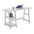 thumbnail image 3 of Scranton & Co Modern Wood Trestle Desk with Shelves in White, 3 of 4