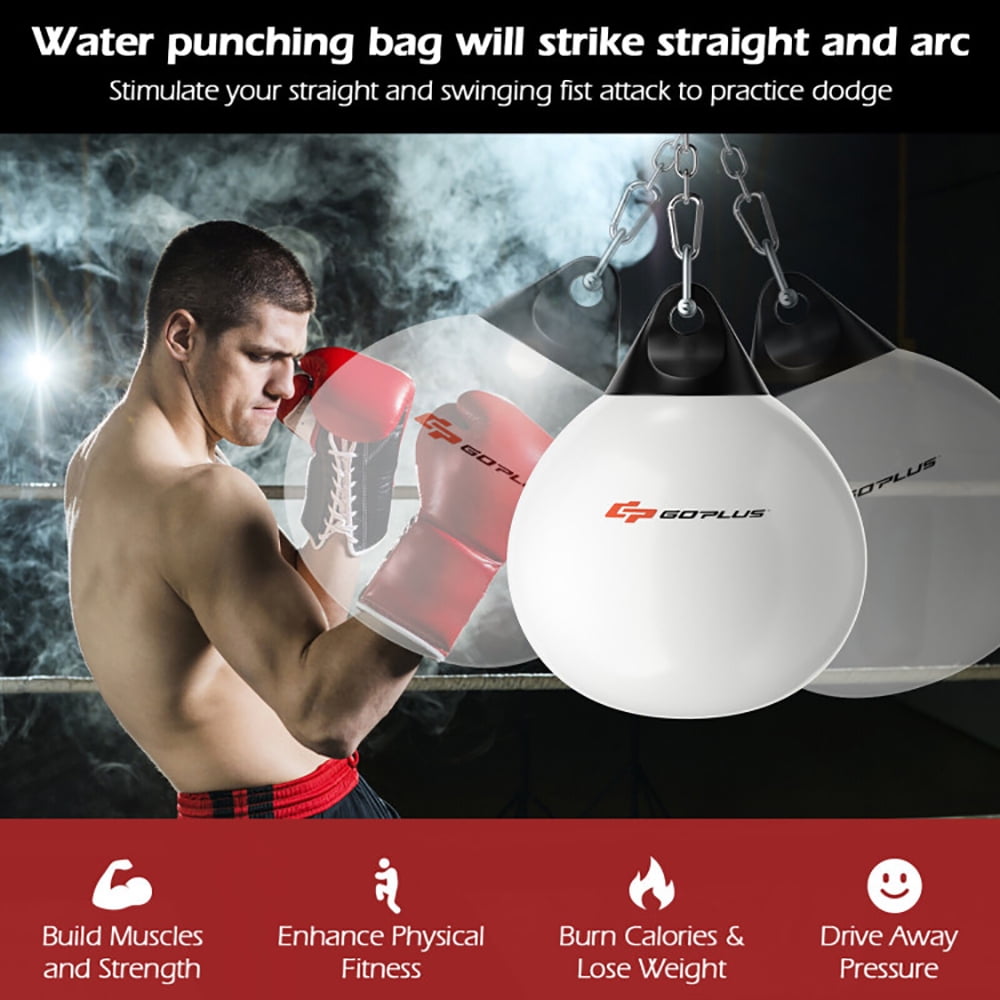 Topcobe 18 Inch 110 Pound Heavy Punching Water Aqua Bag with Adjustable Metal Chain, Boxing Equipment, Aqua Training Bag, Stress Relief & Fitness, White