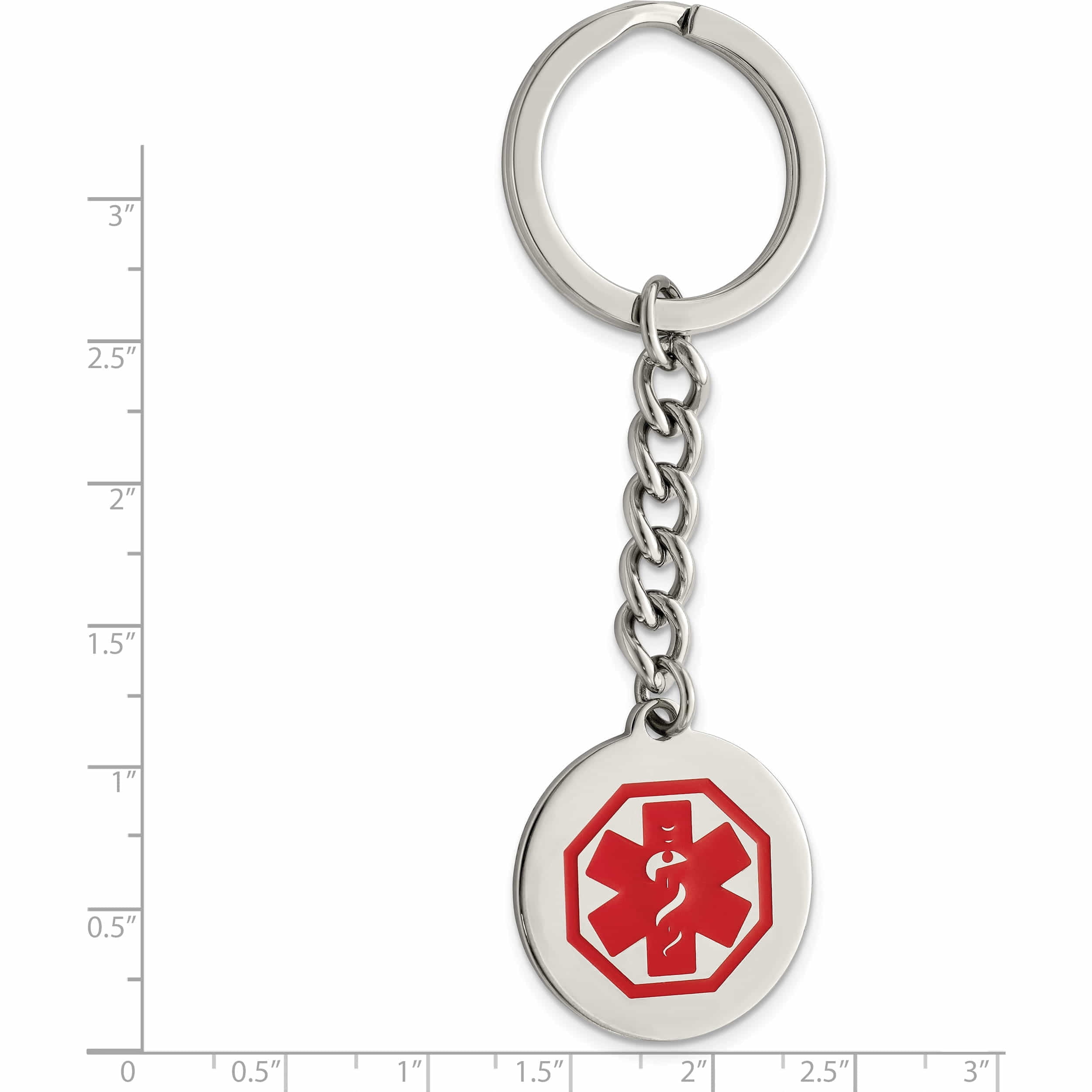 Stainless Steel Polished Red Enamel Medical Key Ring Made In China -Jewelry By Sweet Pea