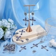 thumbnail image 3 of 1 caja de 24 dijes azules para rosario, de aleación de metal esmaltado, estilo tibetano de Pascua, con crucifijo., 3 of 5