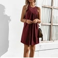 thumbnail image 2 of Buigttklop Dress for Women 2024 Women'S Casual Summer Sleeveless Off The Shoulder Solid Round Neck Dress, 2 of 5