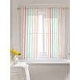 thumbnail image 3 of Coral Cyan Stripe Curtains 54 Inch Length,Sheer Curtains for Bedroom Living Room Window Geometric Grey White Vertical Striped Rod Pocket Drapes Kitchen Curtains Small Half Window 52"x54" 2 Panels, 3 of 6