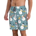thumbnail image 2 of KLL Snowflake Scarf Snowman Men's Casual Summer Beach Shorts Hawaiian Shorts with Pockets-Small, 2 of 5