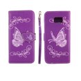 thumbnail image 1 of White Butterfly Purple Wallet Folio Case for Samsung Galaxy S7 Edge Fashion Flip PU Leather Cover Card Cash Slots & Stand, 1 of 2