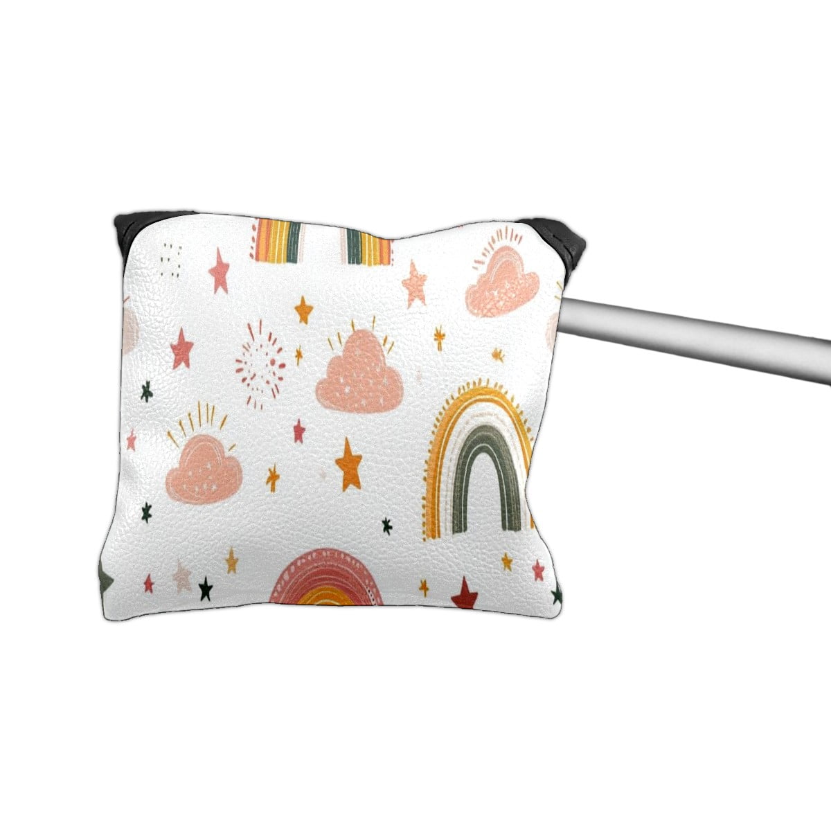 Golf Mallet Putter Cover Premium Leather Golf Putter Head Cover with Magnetic Closure, Golf Cover for Men and Women White Cloud Rainbow Pattern