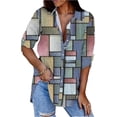 thumbnail image 2 of Fashion Womens Blouse Casual Plaid Blend Long-Sleeved with Button Lapel Shirt, 2 of 7