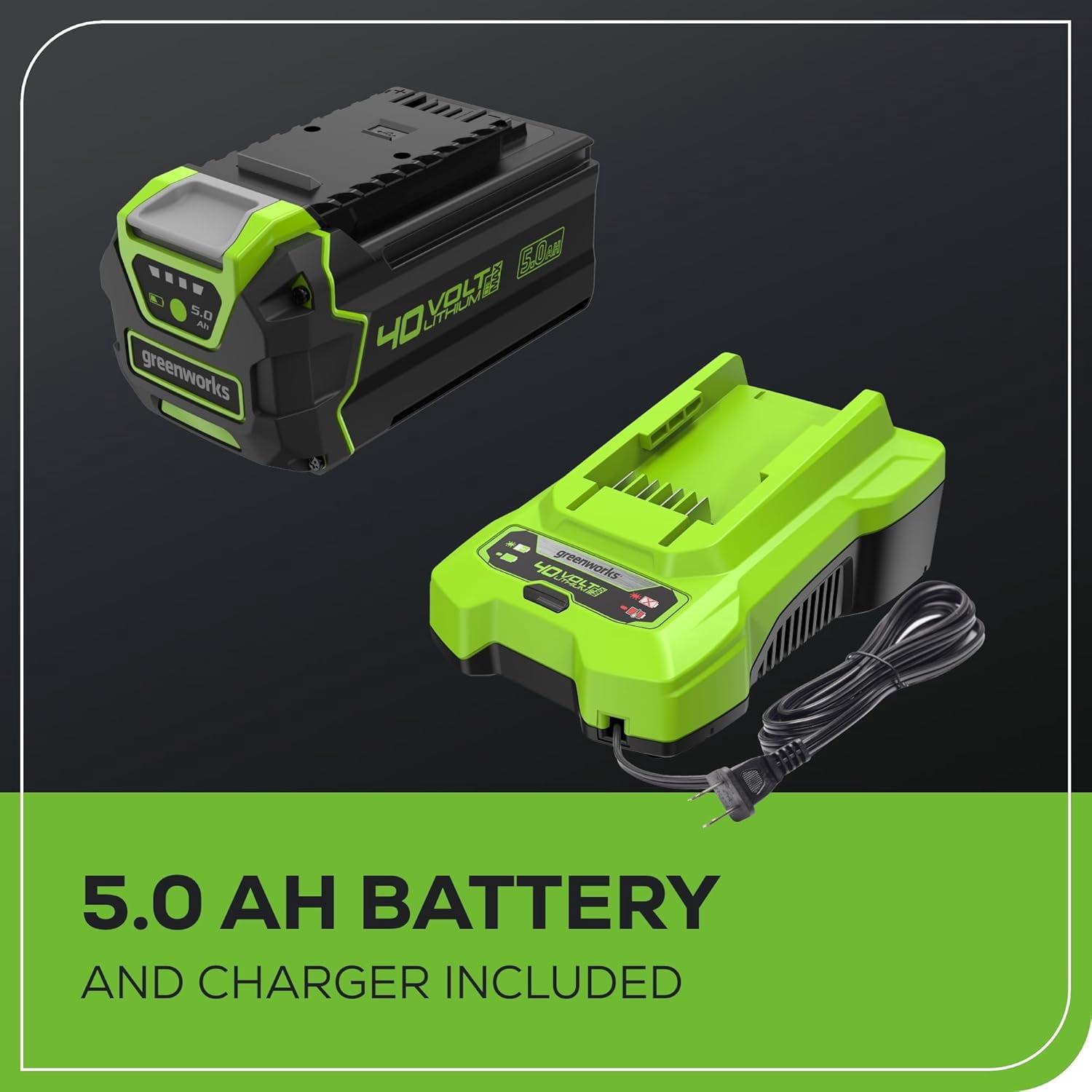 Greenworks 40V 19” BL Lawn Mower, 5.0Ah USB Battery and Charger Included