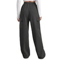 thumbnail image 3 of Women Cargo Pants Fleece Lined Wide Leg Sweatpants High Waisted Baggy Drawstring Sweatpants Winter Clothes Pant, 3 of 7