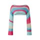thumbnail image 5 of VISgogo, suéter de punto a la moda para mujer, Tops cortos de manga larga de Color a rayas en contraste, jerséis salvajes informales de primavera VISgogo  moda, 5 of 9