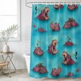 thumbnail image 4 of Summer Hippoes Print Bathroom Shower Curtains with 12 Hooks Polyester Waterproof Shower Curtain for Stalls and Bathtubs Cute Funny Coastal Ocean Sea Blue Decorative Bathroom Curtain 36x72 Inches, 4 of 9