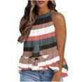 thumbnail image 1 of Casual mujer sin mangas estampado cuello redondo Tops damas blusa volantes chaleco corto Pompotops lopia991422, 1 of 1