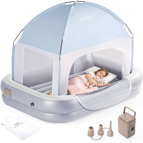 Cama inflable de viaje para niños pequeños OGERY con bomba de aire y tienda de campaña