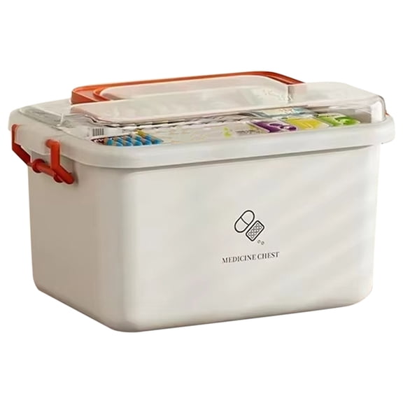 Large Capacity Box Portable Home Aid Kit Family Emergency Box with Multi-Layer Storage Case B