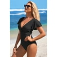 thumbnail image 6 of Attraco Womens One Piece Swimsuit Full Coverage Bathing Suit Tummy Control Deep V Neck Retro Ruffle Swimwear, 6 of 6